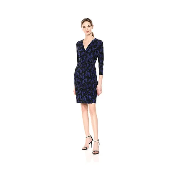 Anne Klein Women's Classic V-Neck Faux Wrap Dress