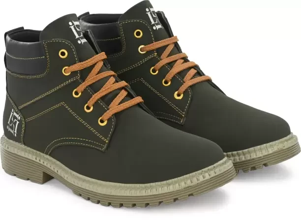 Boots For Men  (Green , 6)