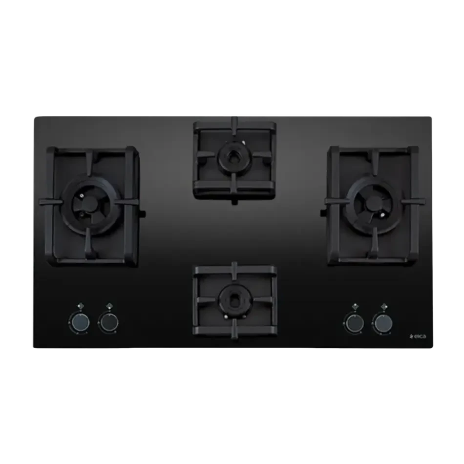 Elica Built PRO AB MFC 4B 91 DX Built-in Hob (4 Brass Burners, Black Glass Finish)
