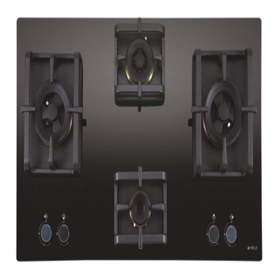 Elica Built PRO MAX FB MFC 4B 91 DX FFD Built-in Hob (4 Brass Burners, Black Glass Finish)