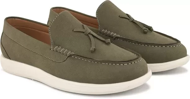 Loafers For Men  (Olive , 8)