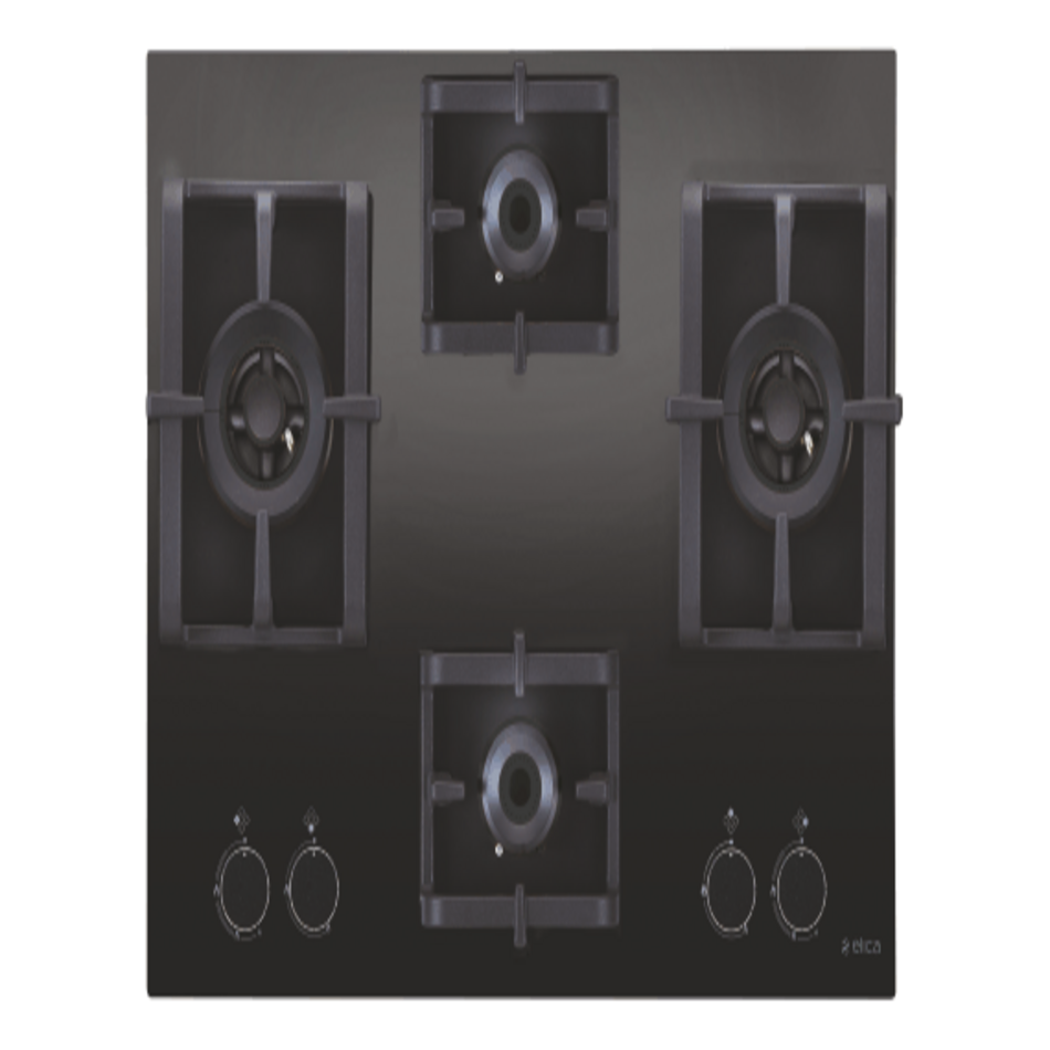 Elica Built PRO AB MFC 4B 70 DX Built-in Hob (4 Brass Burners, 70 cm, Auto Ignition, Toughened Glass)